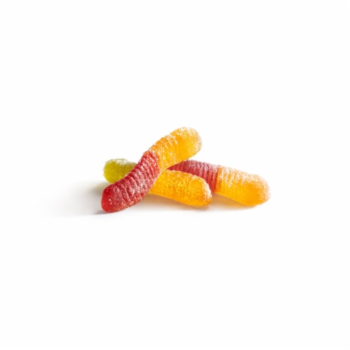 LILY'S Assorted Fruit Flavored No Sugar Added Sour Gummy Worms Bag Perspective: right