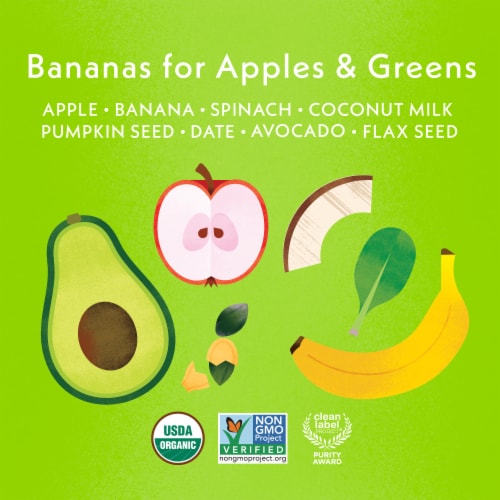 Once Upon a Farm™ Smart Blend Bananas for Apples and Greens Organic Snack Pouch Perspective: right
