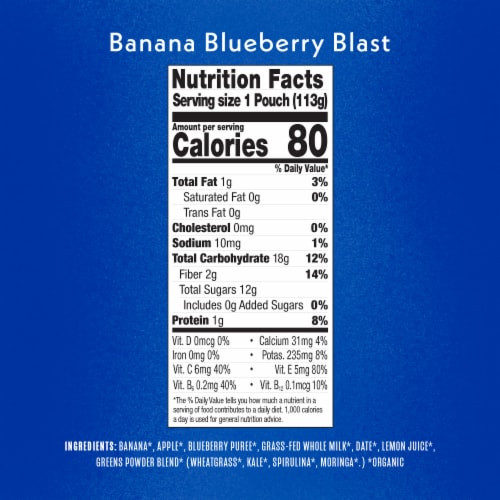 Once Upon A Farm® Banana Blueberry Blast Organic Whole Milk Smoothie Pouch Perspective: right