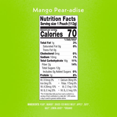 Once Upon A Farm™ Mango Pear-adise Organic Whole Milk Smoothie Pouch Perspective: right