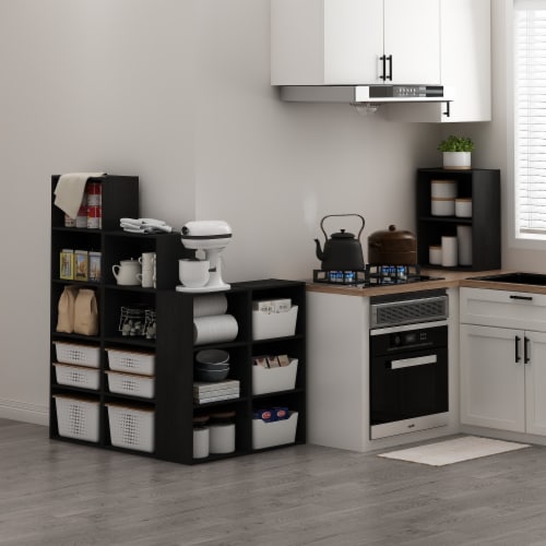 Furinno Luder 2-Tier Open Shelf Bookcase, Blackwood Perspective: right