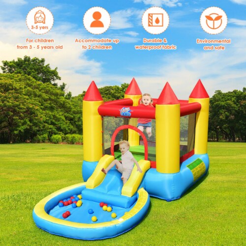 Inflatable Bounce House Kids Slide Jumping Castle Bouncer w/Pool and 480W Blower Perspective: right