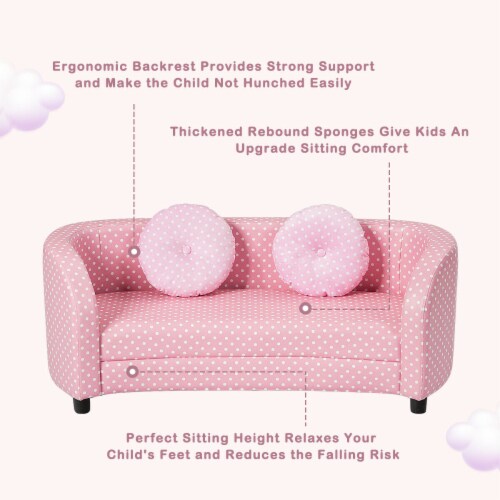 Gymax 2 Seat Kids Sofa Armrest Chair with Two Cloth Pillows Perfect for Girls Pink Perspective: right
