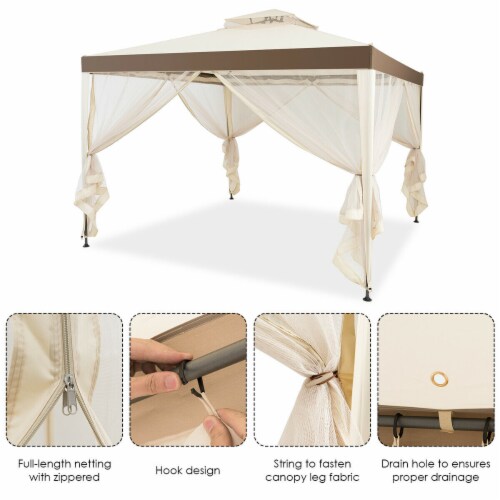 Gymax 10'x 10' Canopy Gazebo Tent Shelter Mosquito Netting Outdoor Patio Perspective: right