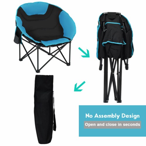 Moon Saucer Steel Camping Chair Folding Padded Seat w/ Carry Bag Perspective: right