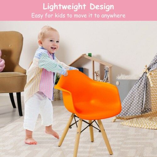 Gymax 5 PC Kids Modern Colorful Round Table Chair Set with 4 Arm Chairs Perspective: right