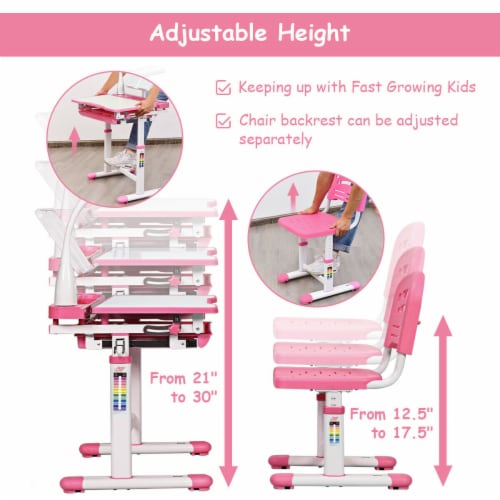 Adjustable kids desk chair sales set with lamp and bookstand