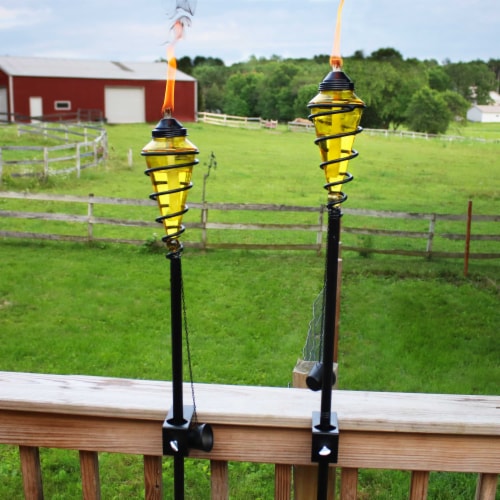 4-Pack Patio Torches Metal Swirl Yellow Glass Outdoor Lawn Garden Tabletop Decor Perspective: right