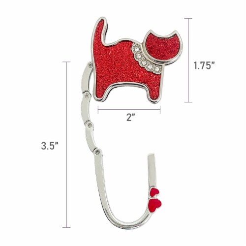 Wrapables Stylish Purse Hook Hanger, Foldable Handbag Table Hanger, Red Cat Perspective: right