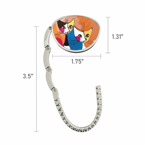 Wrapables Stylish Purse Hook Hanger, Foldable Handbag Table Hanger, Two Cats Perspective: right