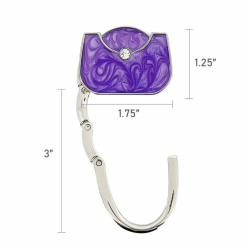 Wrapables Stylish Purse Hook Hanger, Foldable Handbag Table Hanger, Purple Baguette Perspective: right