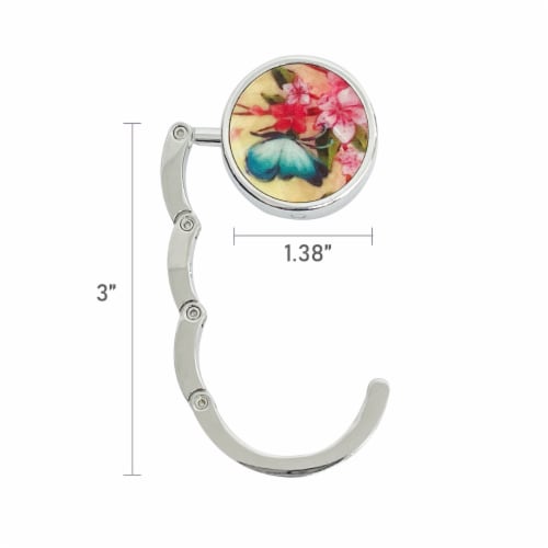 Wrapables Scenic Purse Hook Hanger, Foldable Handbag Table Hanger, Floral Butterfly Perspective: right
