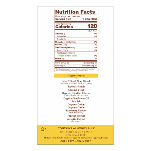Simple Mills® Farmhouse Cheddar Almond Flour Cracker Snack Pack Perspective: right