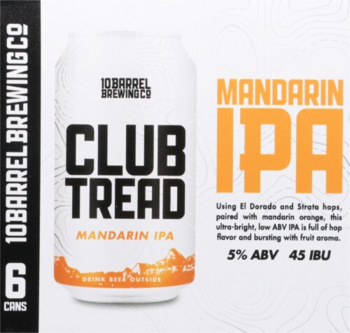 10 Barrel Brewing Club Tread Mandarin IPA Beer Perspective: right