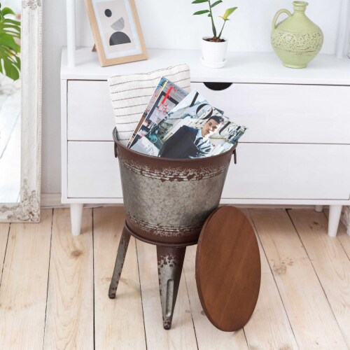 Galvanized rustic end table deals