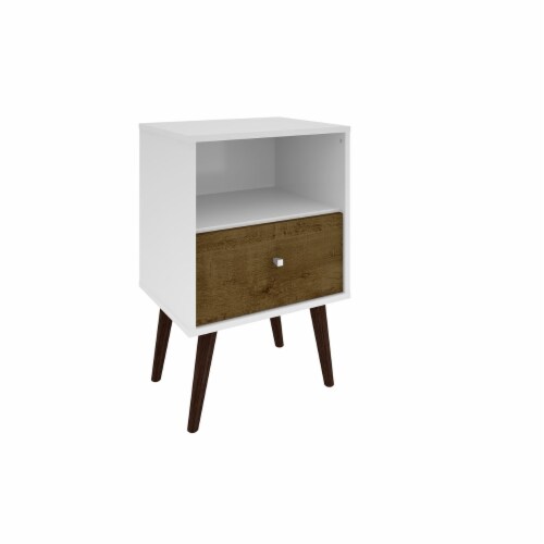 Manhattan Comfort Liberty Mid Century Modern Nightstand 1.0 With 1 Cubby Space And 1 Drawer W 17.72 lx27.09 hx14.7 d Foods Co