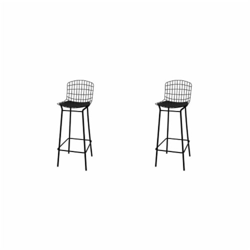 Madeline 41.73   Barstool, Set of 2 with Seat Cushion in Rose Pink Gold and White Perspective: right