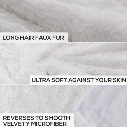 Cheer Collection Reversible Faux Fur Accent Throw Blanket Perspective: right