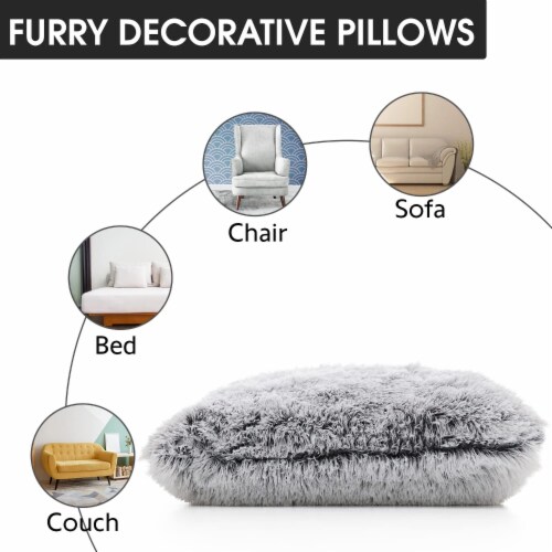 Cheer Collection Shaggy Long Hair Plush Faux Fur Accent Pillows - 20 x 20 inches - Set of 2 Perspective: right