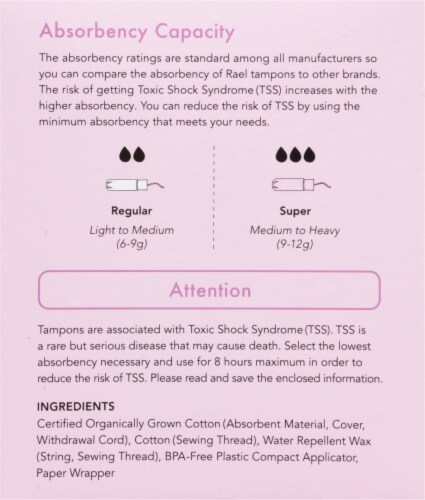 Rael Regular Absorbent Organic Cotton Tampons Perspective: right