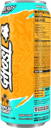 Ghost® Zero Sugar Tropical Mango Energy Drink Can Perspective: right