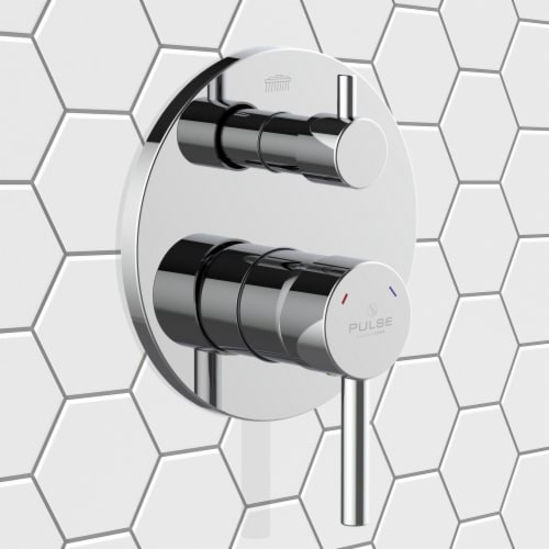 PULSE ShowerSpas Two Way TruTemp Pressure Balance Valve with Chrome Trim Kit Perspective: right