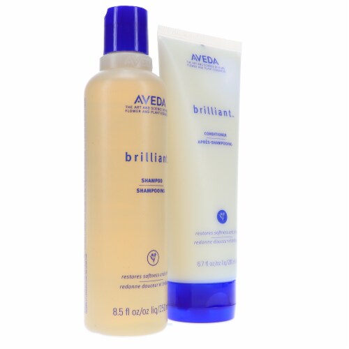 Aveda Brilliant Shampoo 8.5 oz & Brilliant Conditioner 6.7 oz Combo Pack Perspective: right