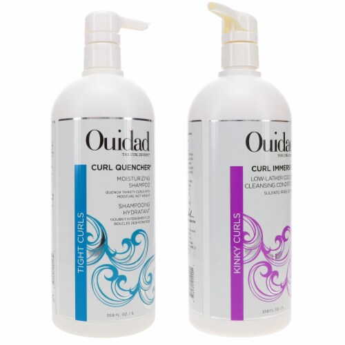 Ouidad Curl Quencher Moisturizing Shampoo 33.8oz & Curl Immersion Low-Lather Coconut Cleansin Perspective: right