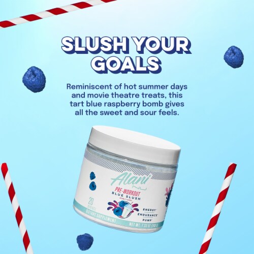 Alani Nu Blue Slush Pre-Workout Perspective: right
