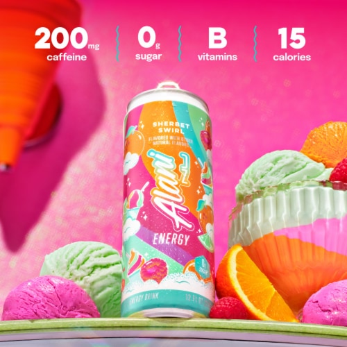 Alani Nu Sherbet Swirl Energy Drink Can Perspective: right