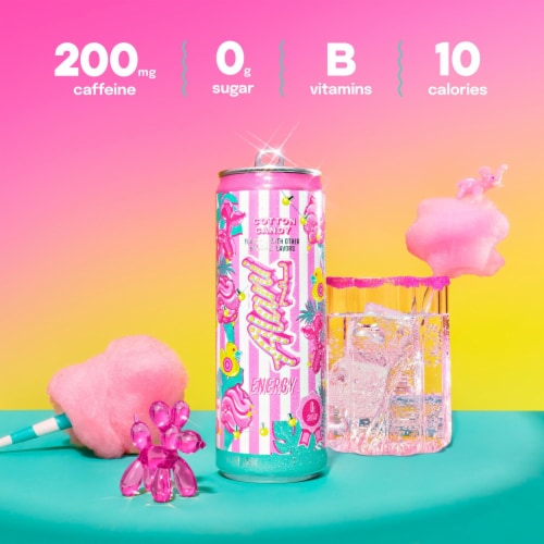 Alani Nu Energy Drink Cotton Candy 12oz Perspective: right