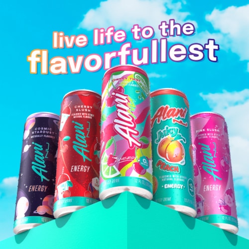 Alani Orange Kiss Cherry Twist Pink Slush Variety Pack Energy Drink Cans Perspective: right