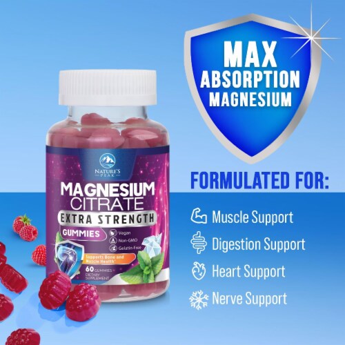 Magnesium Gummy - Magnesium Citrate Supplement for Relax Support for Adults - 60 Gummies Perspective: right