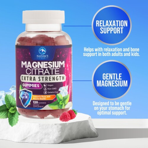 Magnesium Gummy - Magnesium Citrate Supplement for Relax Support for Adults - 120 Gummies Perspective: right