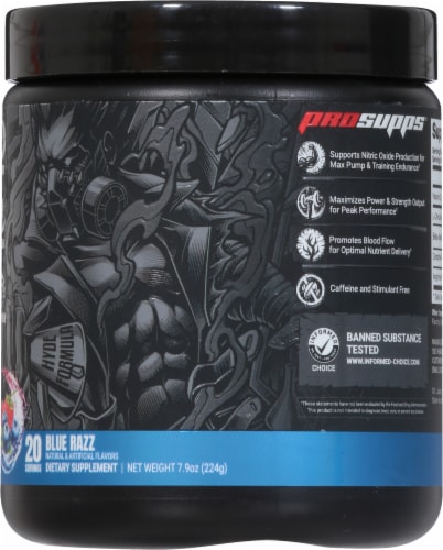 Pro Supps® Mr. Hyde® Blue Razz Signature Max Pump Protein Powder Perspective: right