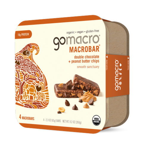 GoMacro® Double Chocolate & Peanut Butter Chip Nutrition Bars Perspective: right