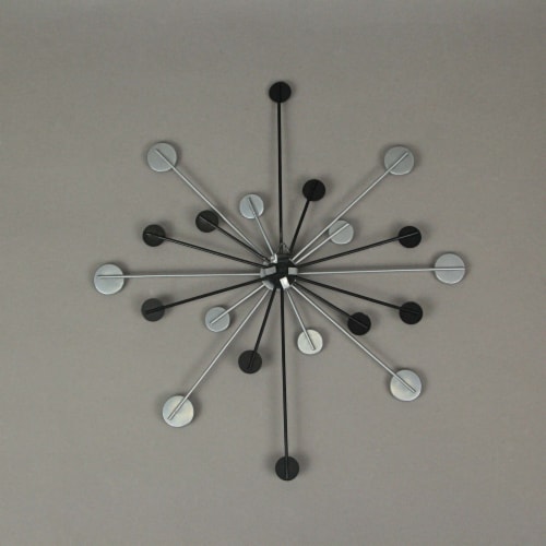 Zeckos - Mid-Century Black and Silver Metal Jeweled Atomic