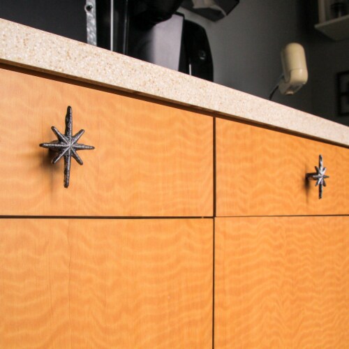 Set of 6 Antique Silver Finish Mid Century Modern Starburst Drawer Pulls Knobs Silver, One