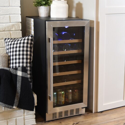 33 Bottle Mini Beverage Refrigerator Glass Door Wine Beer or Water - Stainless Perspective: right