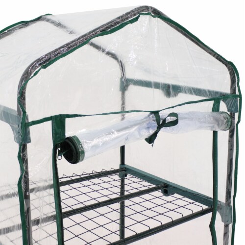 Mini Greenhouse 3 Shelves Outdoor Portable Garden Plant Green Growing Rack Perspective: right
