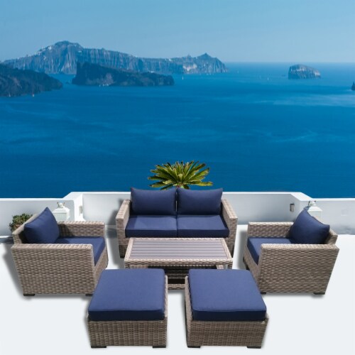 7-Piece Outdoor Patio Furniture Set Wicker Rattan Sectional Sofa & Couch with Coffee Table Perspective: right