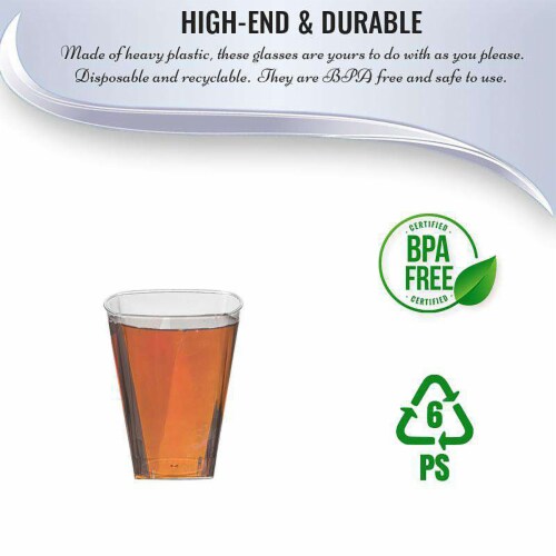 8 oz. Clear Square Plastic Cups (336 Cups) Perspective: right