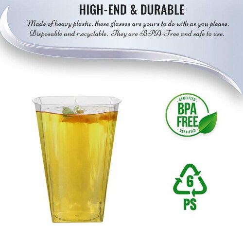 10 oz. Clear Square Plastic Cups (336 Cups) Perspective: right