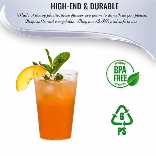 10 oz. Clear Round Plastic Cups (500 Cups) Perspective: right