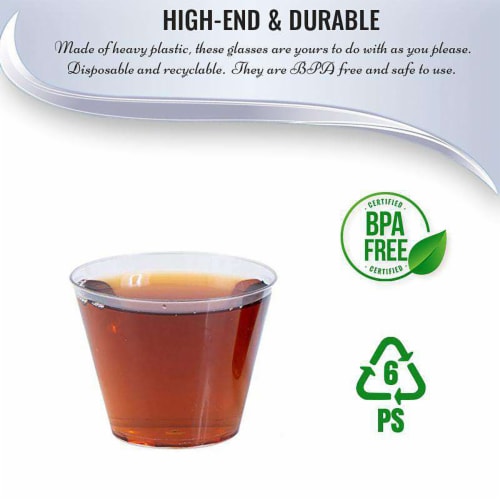 5 oz. Crystal Clear Plastic Disposable Party Cups (500 Cups) Perspective: right