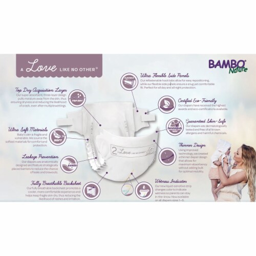 Bambo Nature Baby Diapers, Disposable, Eco-Friendly, Size 2, 7-13 lbs, 384 Ct Perspective: right