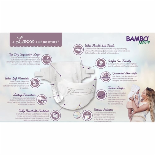Bambo Nature Baby Diapers, Disposable, Eco-Friendly, Size 2, 7-13 lbs, 96 Ct Perspective: right