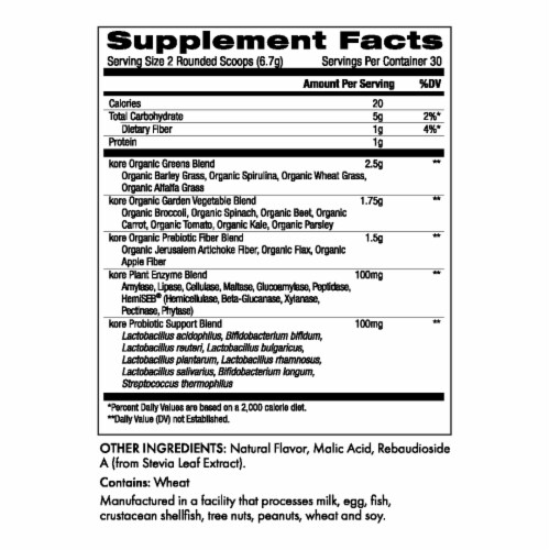 Kore Nutrition Greens Apple Flavor Dietary Supplement Powder Perspective: right
