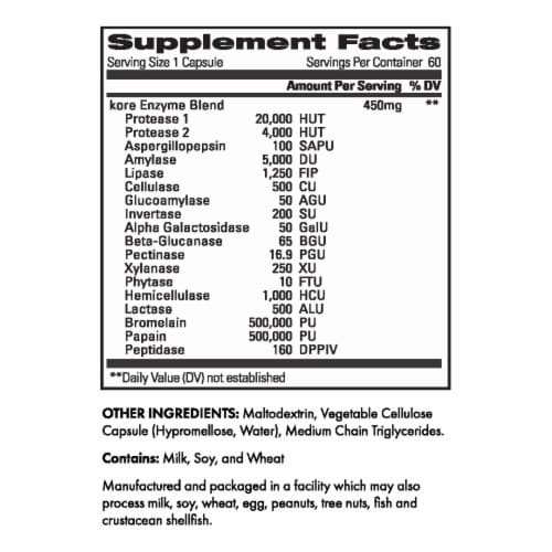 Kore Nutrition Digestive Enzyme Capsules Perspective: right