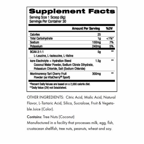 Kore Nutrition BCAA Pomegranate Blueberry Acai Dietary Supplement Perspective: right